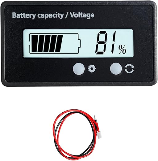 12V 24V 36V 48V 60V 72V 84V Golf Cart Battery Meter, Battery Capacity Indicator with LCD Display Backlight, Waterproof Monitor Gauge Digital Voltmeter Tester for Car Golf Cart (White)