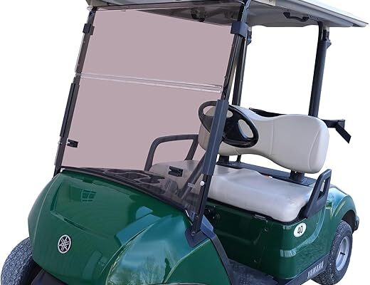 Foldable Golf Cart Windshield Tinted Compatible with Yamaha Drive 2 2017-up, 3/16" Thick & Bottom Gasket Added to Protect Your Cart Body From Scratches