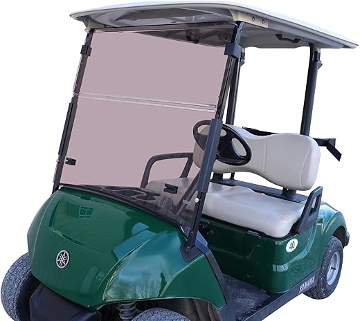 Foldable Golf Cart Windshield Tinted Compatible with Yamaha Drive 2 2017-up, 3/16" Thick & Bottom Gasket Added to Protect Your Cart Body From Scratches