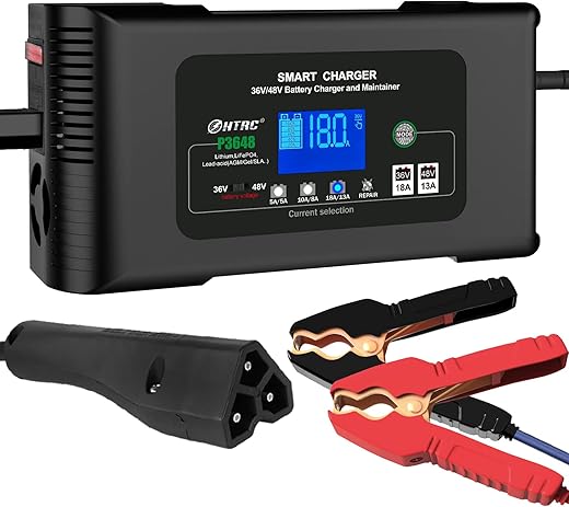 Golf cart Battery Charger, 48V 13A and 36V 18A Trickle Battery Charger,48 Volt Golf Charger,for EZGO RXV&TXT Smart Charger,Lithium,LiFePO4,Lead-Acid AGM/Gel/SLA..Battery Charger,3-Pin (Delta-Q)