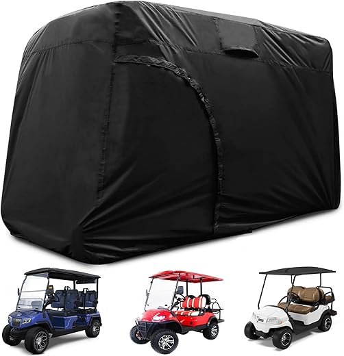 Golf Cart Cover 2/4/6 Passenger, 156"/144"/138"/125"/114"/95" Waterproof Golf Club Car Rain Covers 2/4 Passenger, Outdoor EZGO Yamaha Protective Golf Cart Covers, Golf Cart Enclosure Accessories