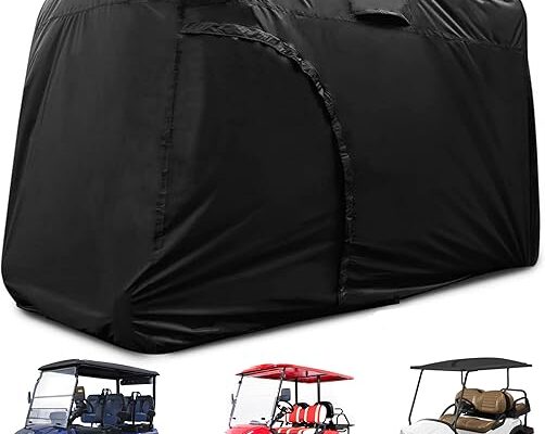 Golf Cart Cover 2/4/6 Passenger, 156"/144"/138"/125"/114"/95" Waterproof Golf Club Car Rain Covers 2/4 Passenger, Outdoor EZGO Yamaha Protective Golf Cart Covers, Golf Cart Enclosure Accessories