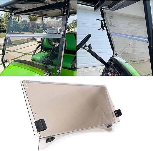 KUAFU Tinted Foldable Windshield Compatible with 2004-UP Club Car CC Precedent XF I2 I3 I2L Gas or Electric Models Golf Cart Folding Down Windshield Tinted Design