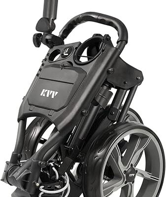 KVV 3 Wheel Golf Push Cart Ultra Lightweight Smallest Folding Size, New-Version Scorecard Holder